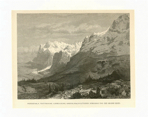Wengeralp, Wetterhorn, Schreckenhorn, Grindelwald-Gletscher, Scheidegg und der grosse Eiger